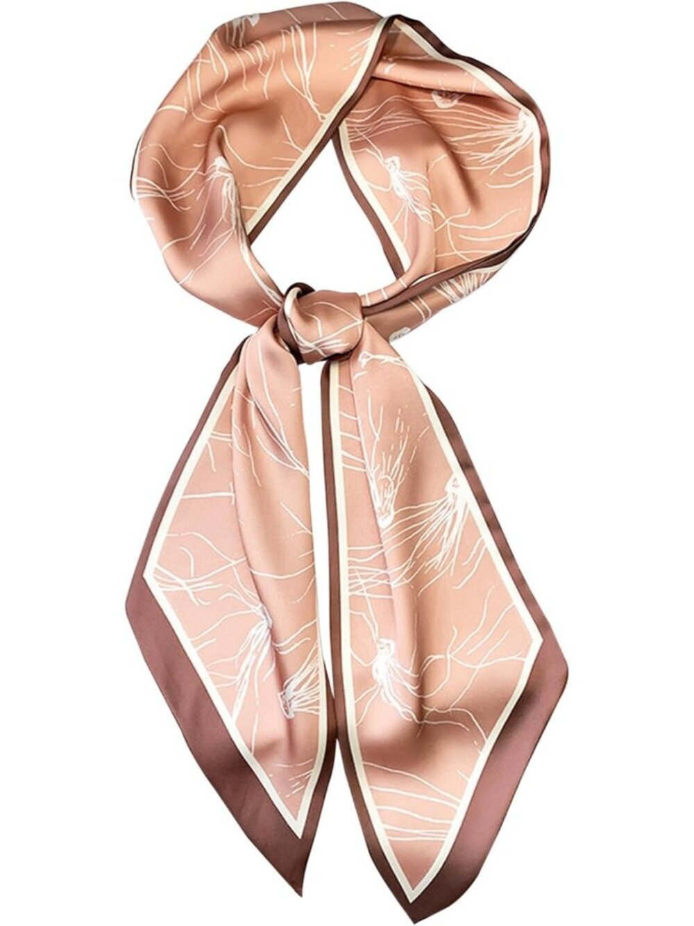 Women's Pink Printed Square Headscarf Bandanas Hair Scarf Neck Scarves